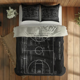 Basketball Court Chalkboard & Basketball Ivory Çift Taraflı Nevresim Takımı; çift kişilik AA-02 native görünüm