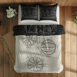 Basketball Court Chalkboard & Basketball Ivory Çift Taraflı Nevresim Takımı; çift kişilik BA-02 native görünüm