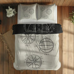Basketball Court Chalkboard & Basketball Ivory Çift Taraflı Nevresim Takımı; çift kişilik BB-02 native görünüm