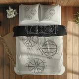 Basketball Court Chalkboard & Basketball Ivory Çift Taraflı Nevresim Takımı; çift kişilik BB-02 native görünüm