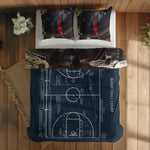 Michael Jordan Chicago Bulls 1997 & Basketball Court Navy Blue Çift Taraflı Nevresim Takımı; çift kişilik BA-02 native görünüm