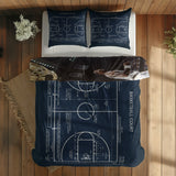 Michael Jordan Chicago Bulls 1997 & Basketball Court Navy Blue Çift Taraflı Nevresim Takımı; çift kişilik BB-02 native görünüm