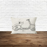 Vespa Motorcycle Ivory Double Sided Pillow Case