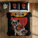 The Pug & Kanagawa Cat Çift Taraflı Nevresim Takımı; çift kişilik AA-02 native görünüm