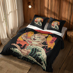 The Pug & Kanagawa Cat Çift Taraflı Nevresim Takımı; çift kişilik BB-01 native görünüm