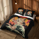 The Pug & Kanagawa Cat Çift Taraflı Nevresim Takımı; çift kişilik BB-01 native görünüm