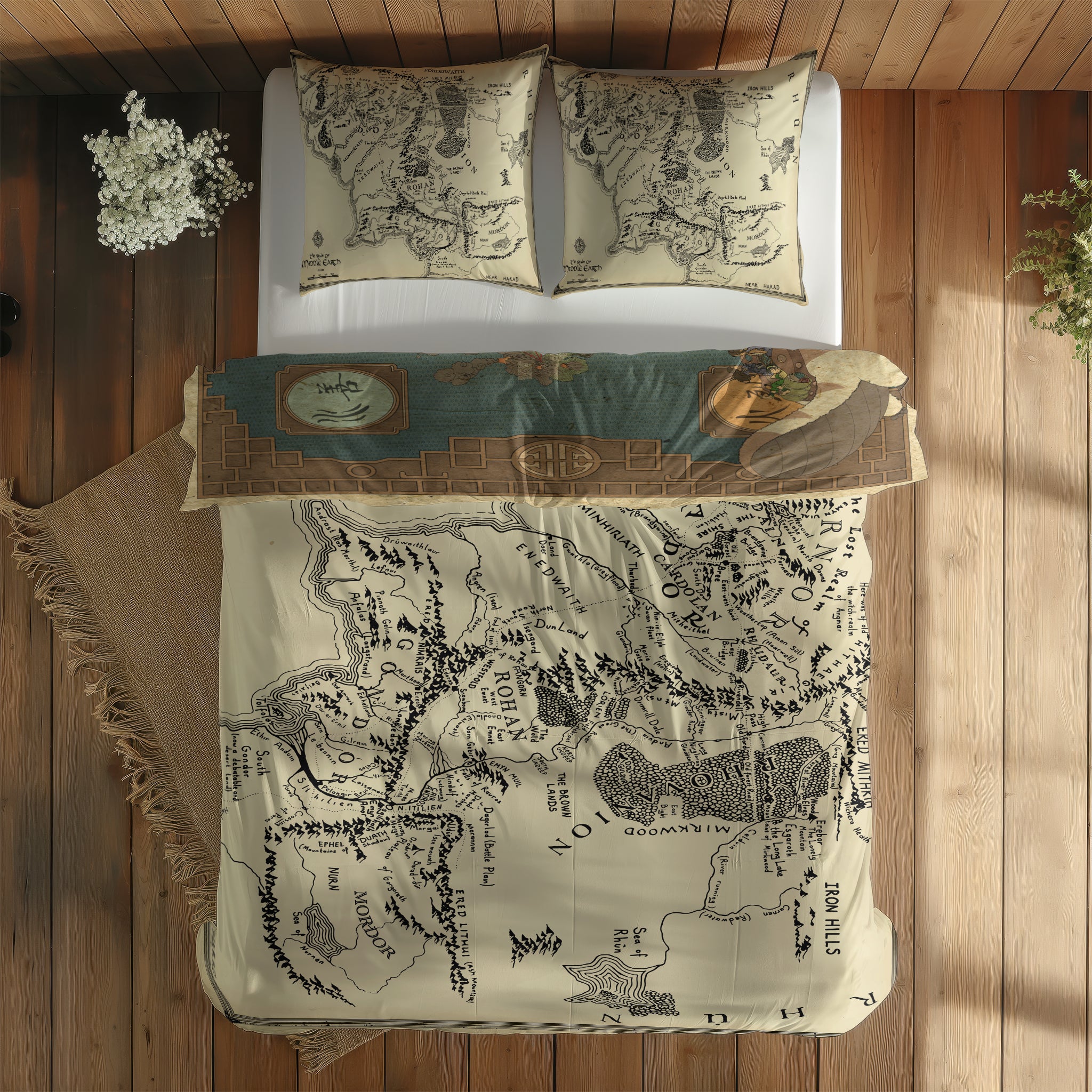 Avatar The Last Airbender Map & The Lord of the Rings Çift Taraflı Nevresim Takımı; çift kişilik BB-02 native görünüm