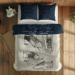 Football Field Navyblue & Football Boots Ivory Çift Taraflı Nevresim Takımı; çift kişilik BA-02 native görünüm