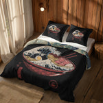 Great Wave Ramen Bowl & Kanagawa Oki Nami Ura Çift Taraflı Nevresim Takımı; çift kişilik AA-01 native görünüm