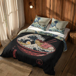 Great Wave Ramen Bowl & Kanagawa Oki Nami Ura Çift Taraflı Nevresim Takımı; çift kişilik AB-01 native görünüm