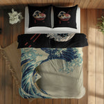 Great Wave Ramen Bowl & Kanagawa Oki Nami Ura Çift Taraflı Nevresim Takımı; çift kişilik BA-02 native görünüm