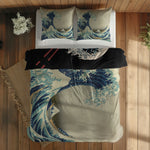 Great Wave Ramen Bowl & Kanagawa Oki Nami Ura Çift Taraflı Nevresim Takımı; çift kişilik BB-02 native görünüm