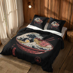 Great Wave Ramen Bowl & Perspektif Kanagawa Çift Taraflı Nevresim Takımı; çift kişilik AA-01 native görünüm