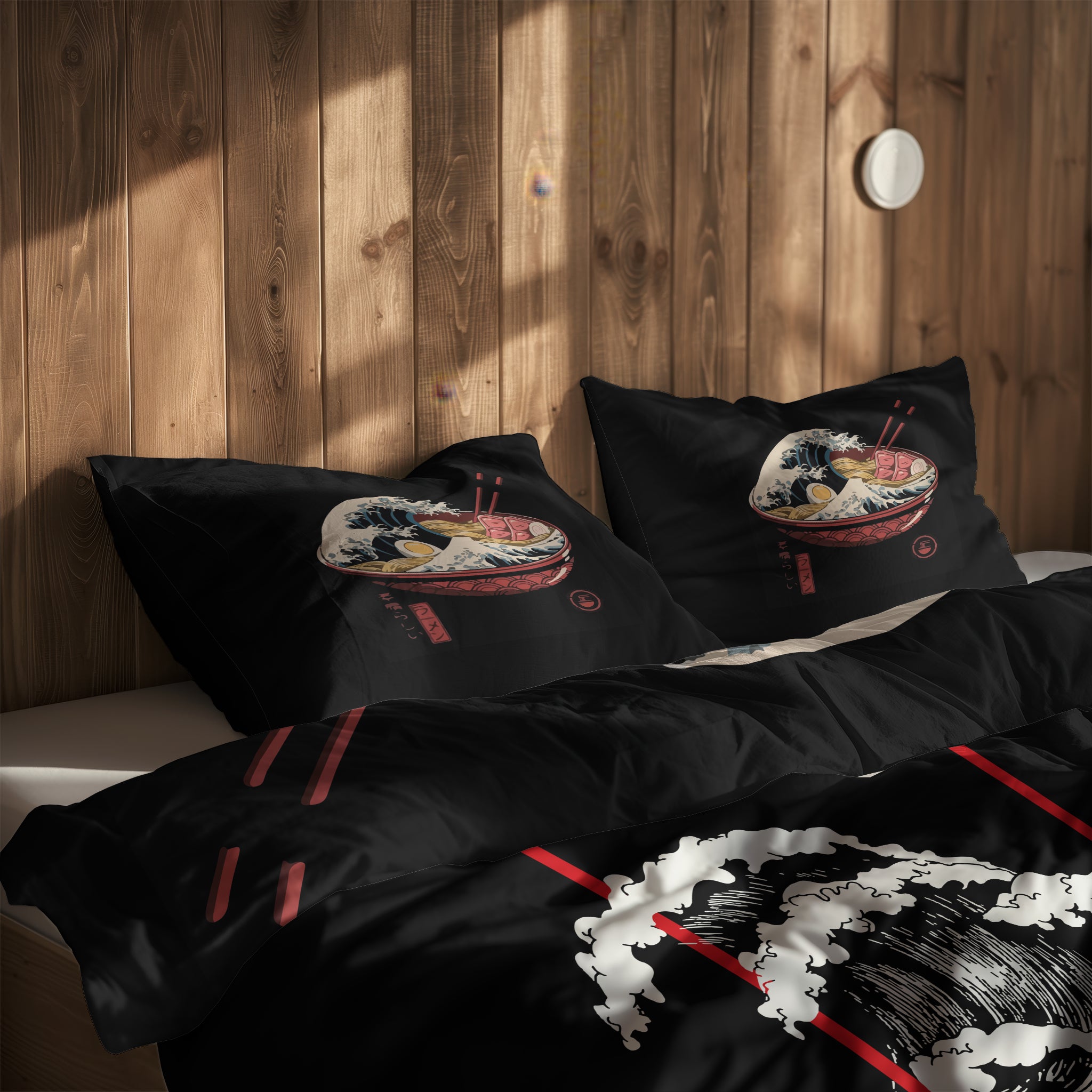 Great Wave Ramen Bowl & Perspektif Kanagawa Çift Taraflı Nevresim Takımı; çift kişilik BA-03 native görünüm