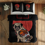The Pug & Perspektif Kanagawa Çift Taraflı Nevresim Takımı; çift kişilik AA-02 native görünüm