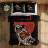 The Pug & Perspektif Kanagawa Çift Taraflı Nevresim Takımı; çift kişilik AB-02 native görünüm