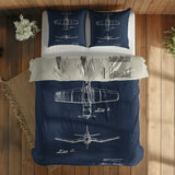 F4U Corsair Navyblue & USS Enterprise Ivory Çift Taraflı Nevresim Takımı; çift kişilik AA-02 native görünüm