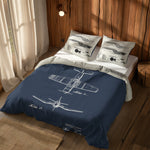 F4U Corsair Navyblue & USS Enterprise Ivory Çift Taraflı Nevresim Takımı; çift kişilik AB-01 native görünüm