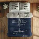 F4U Corsair Navyblue & USS Enterprise Ivory Çift Taraflı Nevresim Takımı; çift kişilik AB-02 native görünüm