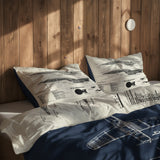 F4U Corsair Navyblue & USS Enterprise Ivory Çift Taraflı Nevresim Takımı; çift kişilik AB-03 native görünüm