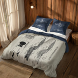 F4U Corsair Navyblue & USS Enterprise Ivory Çift Taraflı Nevresim Takımı; çift kişilik BA-01 native görünüm