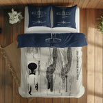F4U Corsair Navyblue & USS Enterprise Ivory Çift Taraflı Nevresim Takımı; çift kişilik BA-02 native görünüm