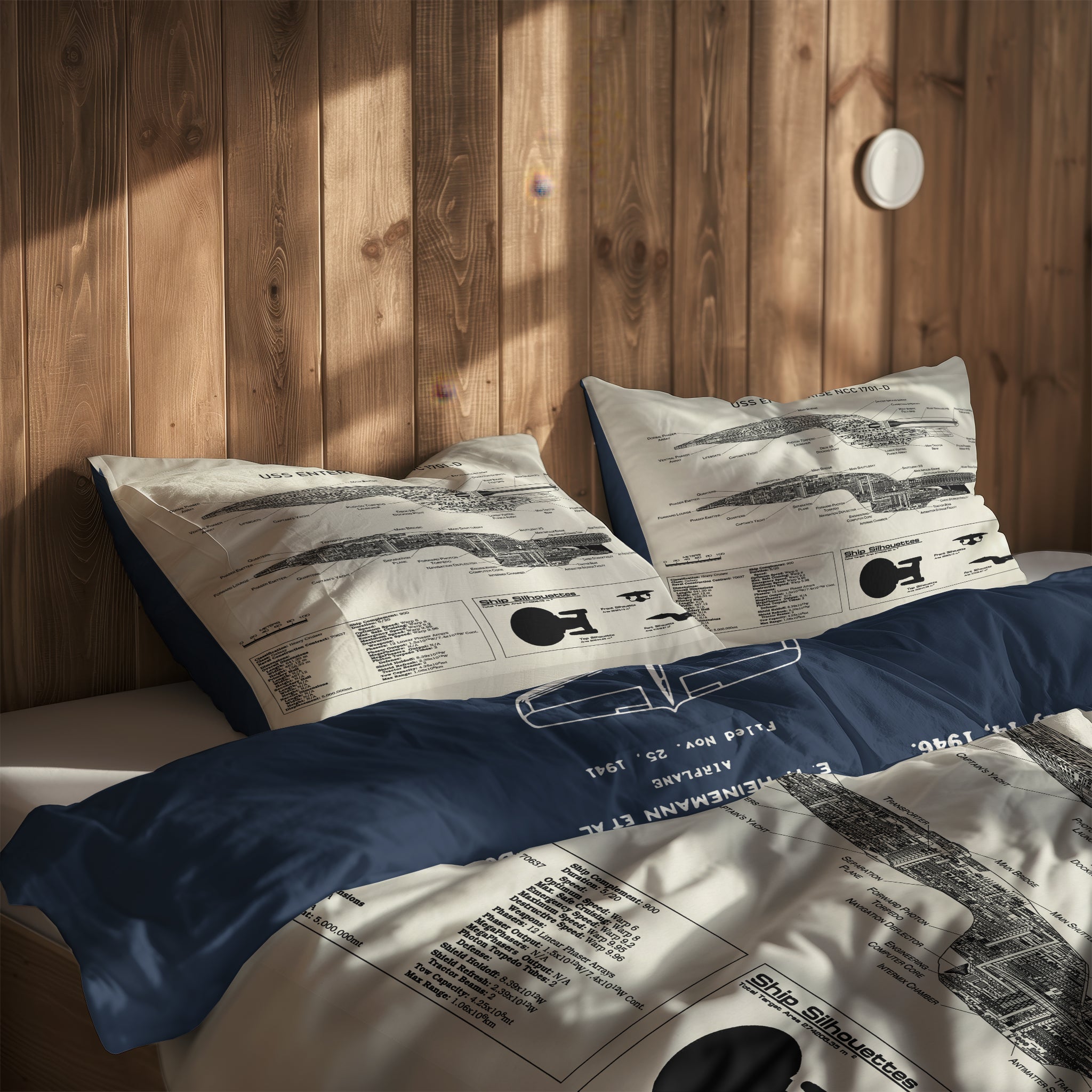 F4U Corsair Navyblue & USS Enterprise Ivory Çift Taraflı Nevresim Takımı; çift kişilik BB-03 native görünüm