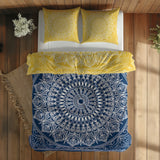 Yellow / Blue Bohemian Mandala Double-Sided Duvet Cover Set