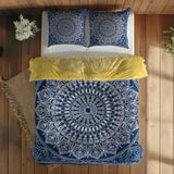 Yellow / Blue Bohemian Mandala Double-Sided Duvet Cover Set