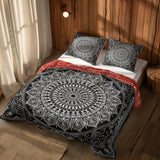 Black / Red Bohemian Mandala Double-Sided Duvet Cover Set