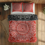 Black / Red Bohemian Mandala Double-Sided Duvet Cover Set