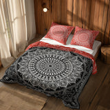 Black / Red Bohemian Mandala Double-Sided Duvet Cover Set