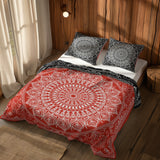 Black / Red Bohemian Mandala Double-Sided Duvet Cover Set