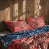 Red / Blue Bohemian Mandala Double-Sided Duvet Cover Set