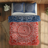 Red / Blue Bohemian Mandala Double-Sided Duvet Cover Set