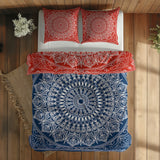 Red / Blue Bohemian Mandala Double-Sided Duvet Cover Set