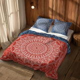 Red / Blue Bohemian Mandala Double-Sided Duvet Cover Set