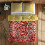 Red / Yellow Bohemian Mandala Double-Sided Duvet Cover Set