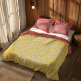 Red / Yellow Bohemian Mandala Double-Sided Duvet Cover Set