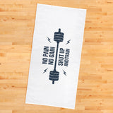 No Pain No Gain / White - Navyblue Sports Towel