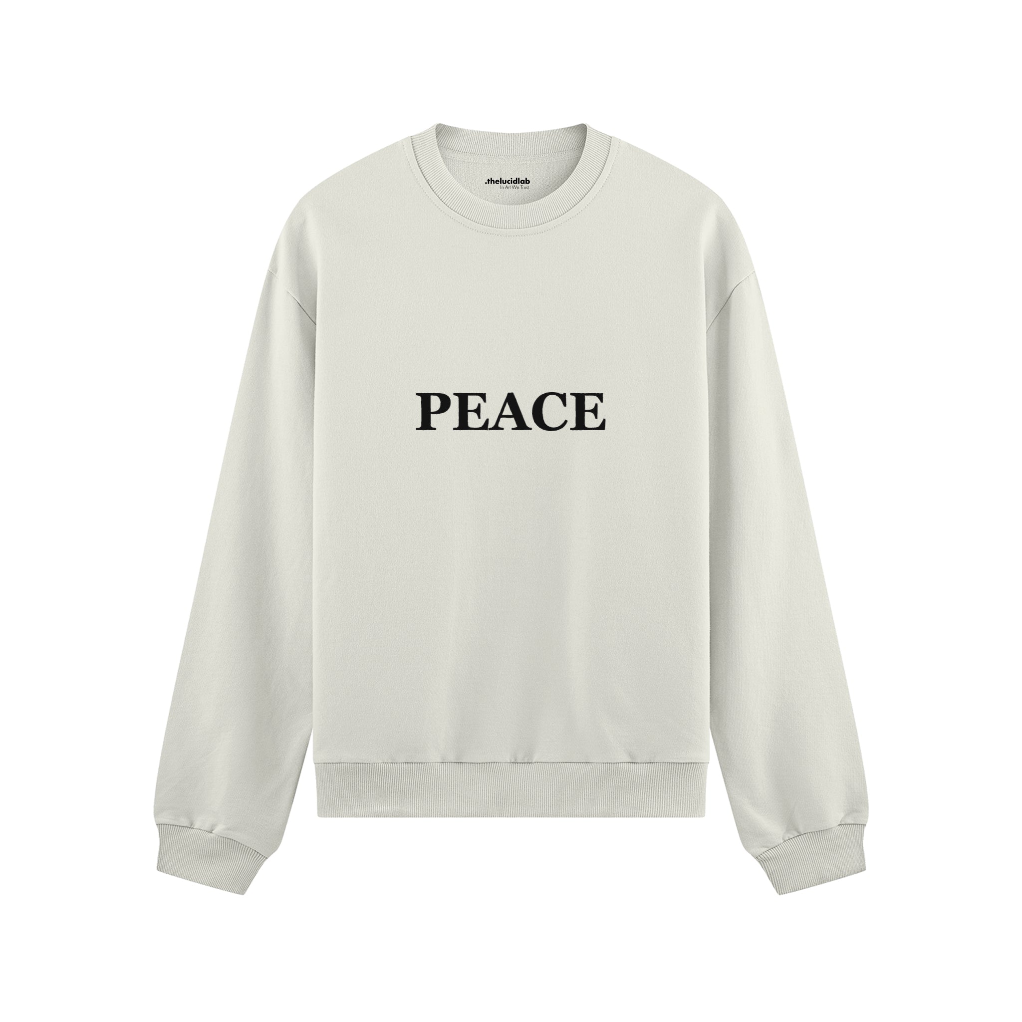 PEACE Oversize Sweatshirt – Beyaz – ön görünüm