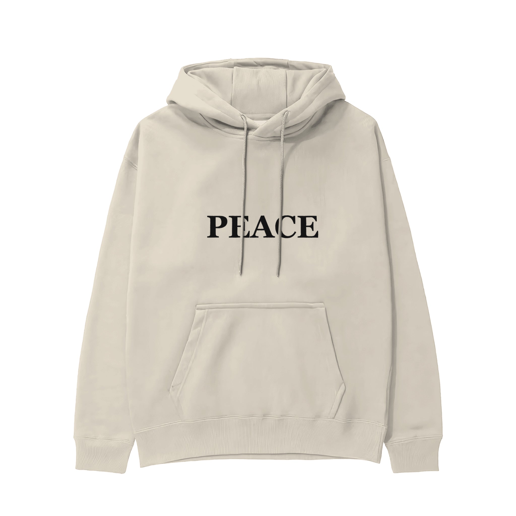 PEACE Regular Hoodie – Krem – ön görünüm