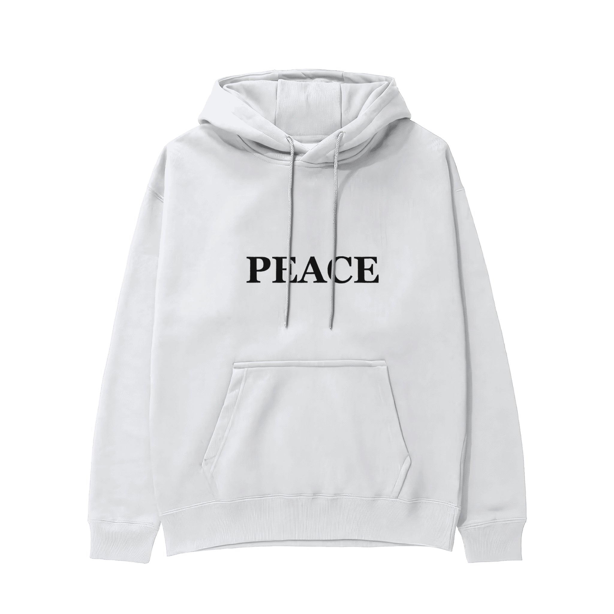 PEACE Regular Hoodie – Beyaz – ön görünüm
