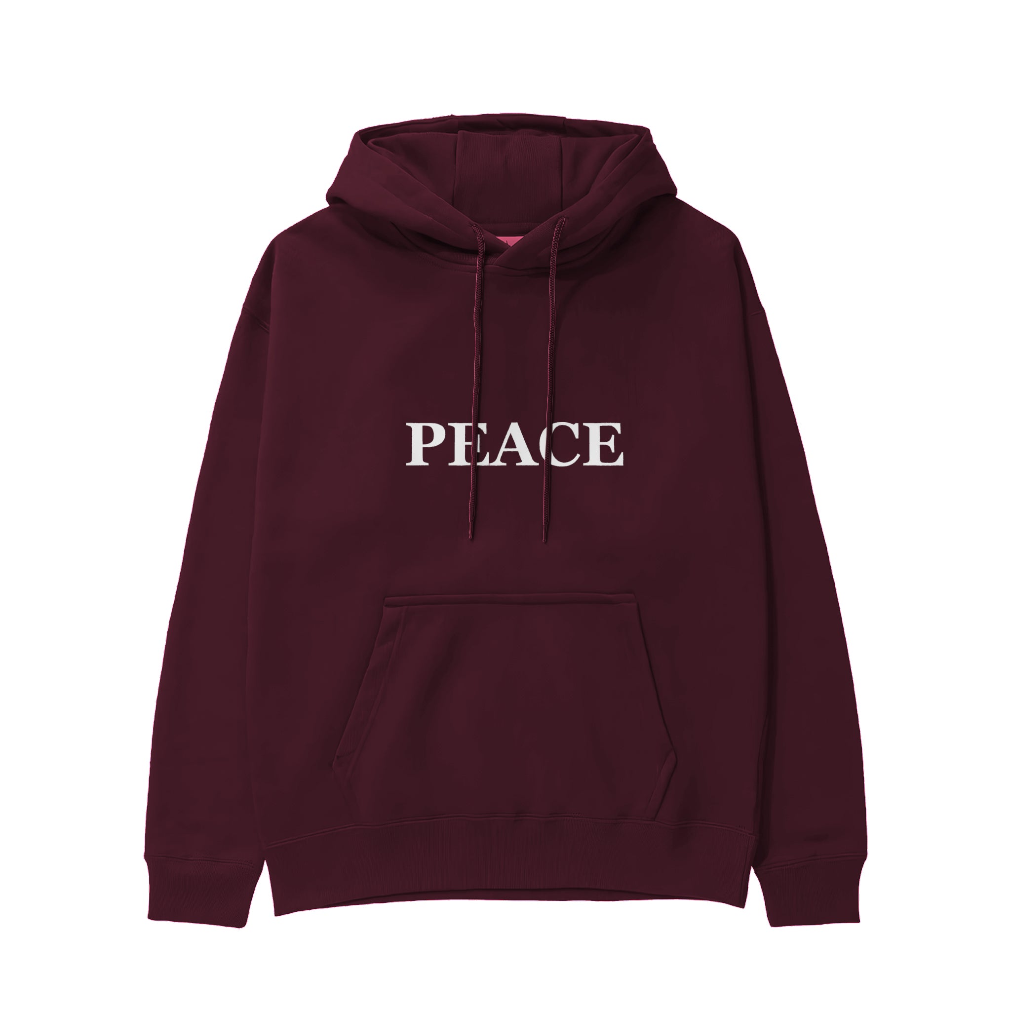 PEACE Regular Hoodie – Bordo – ön görünüm