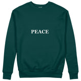 PEACE Regular Sweatshirt – Koyu Yeşil – ön görünüm