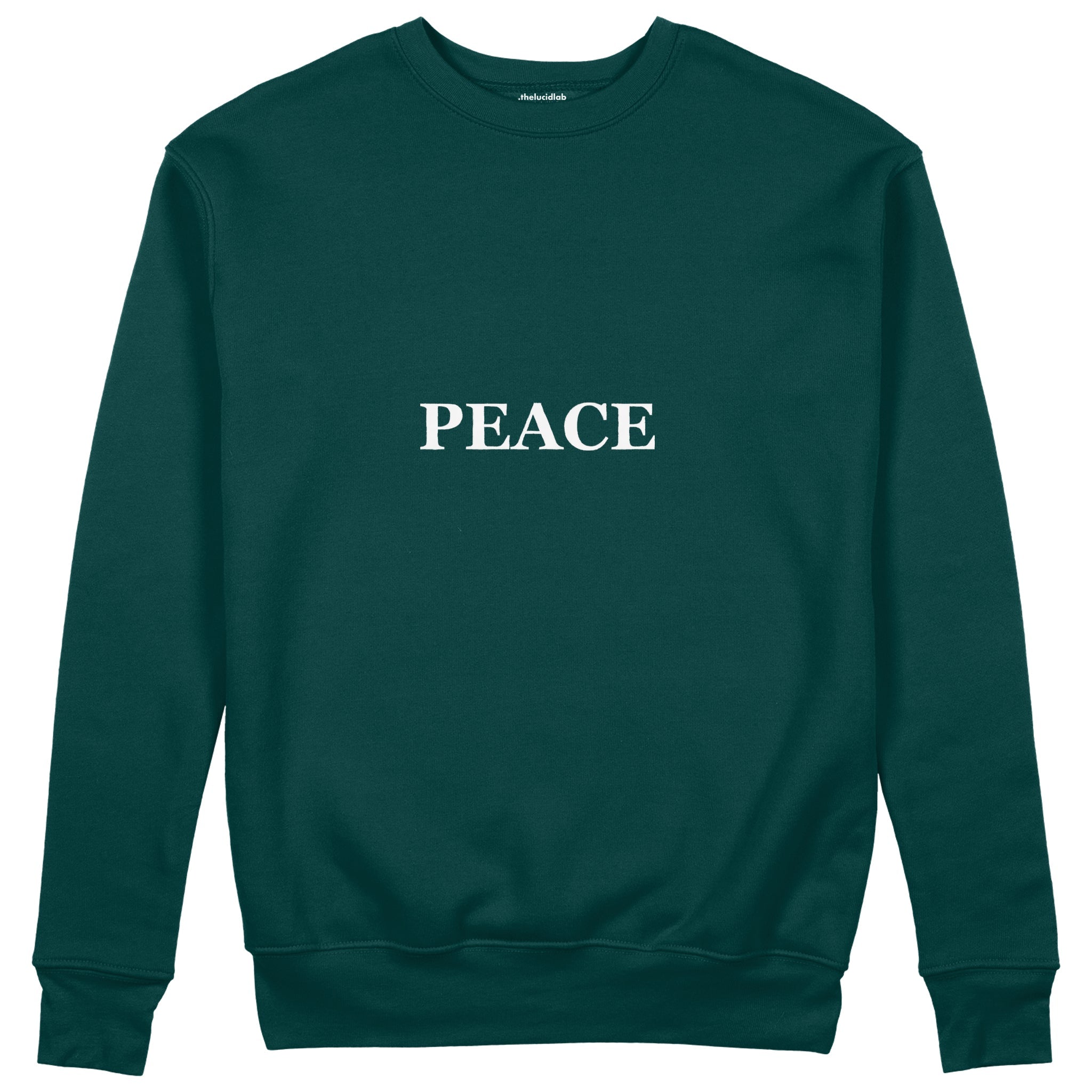 PEACE Regular Sweatshirt – Koyu Yeşil – ön görünüm