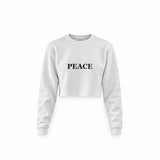 PEACE crop sweatshirt – Beyaz – ön görünüm