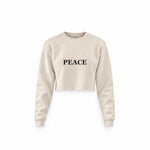 PEACE crop sweatshirt – Krem – ön görünüm