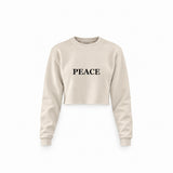 PEACE crop sweatshirt – Krem – ön görünüm