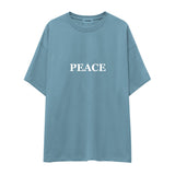 Peace Oversize Tişört — Çelik Mavi — ön görünüm